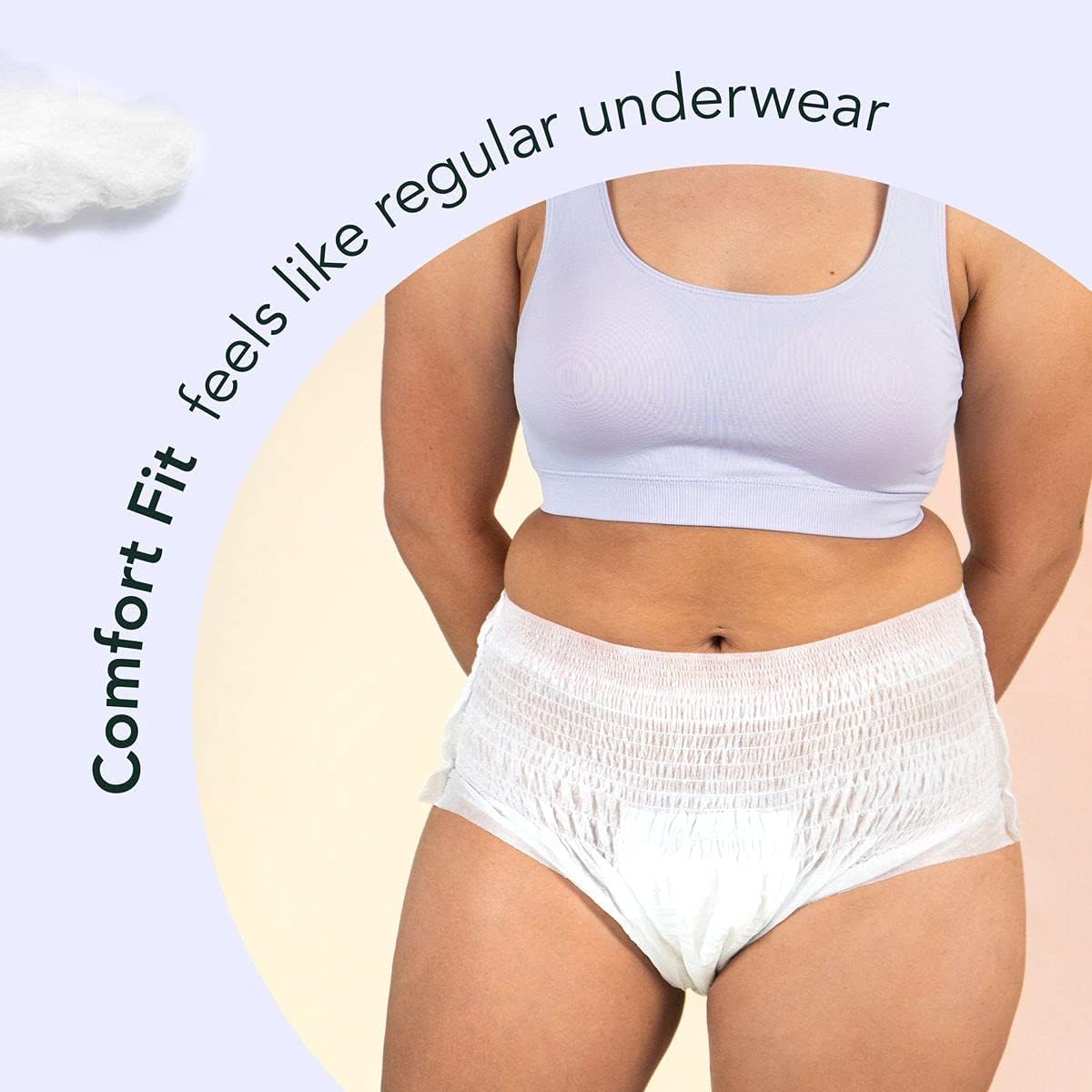 Disposable Underwear for Women, Organic Cotton Cover - Incontinence Pads, Postpartum Essentials, Disposable Underwear, Unscented, Maximum Coverage (Size S-M, 10 Count)