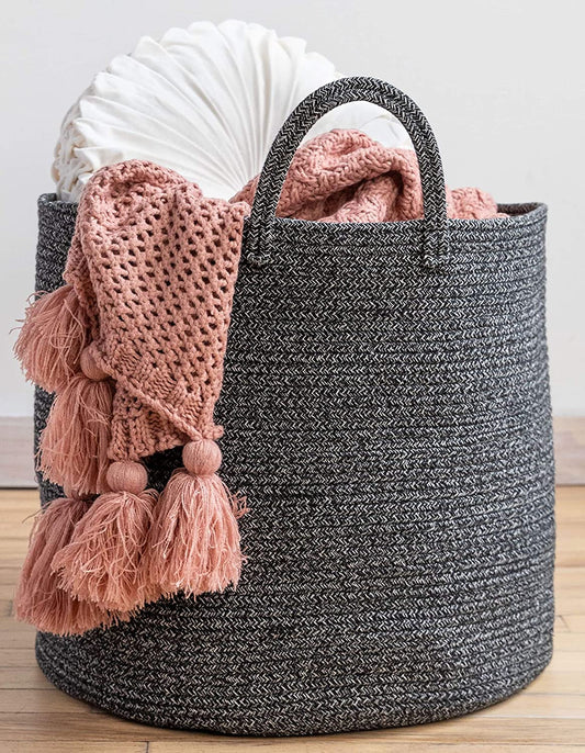 XXL Premium Woven Cotton Rope Basket for Storage 18 Inch X16 Inch