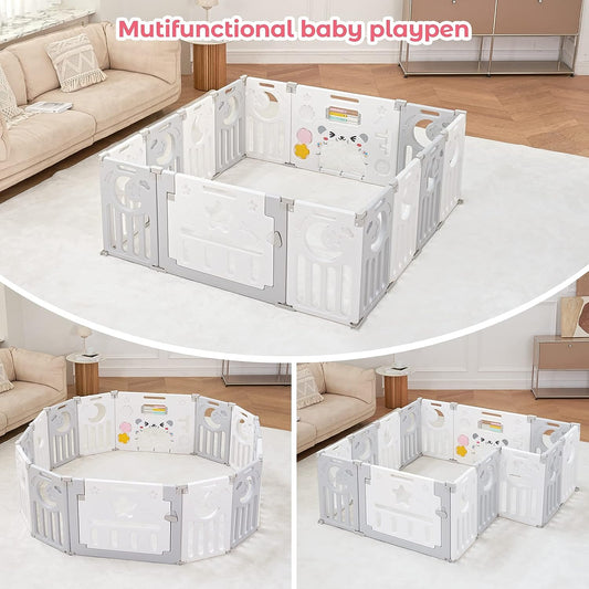 Foldable Baby Playpen for Baby and Toddler's Safety, Custom Shape, Easy Assembly and Storage, Indoor/Outdoor