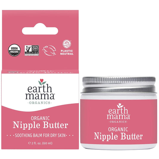 Organic Nipple Butter Breastfeeding Cream by Earth Mama, Lanolin-Free, 2-Fluid Ounce