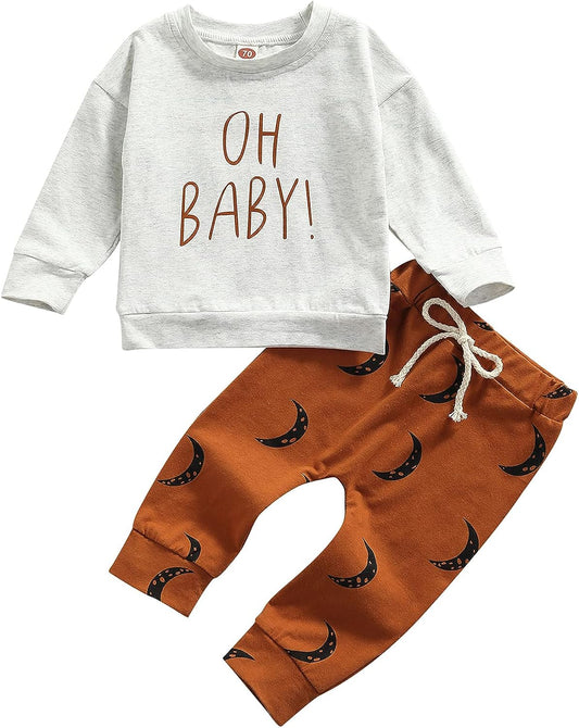 Newborn Baby Girl Long Sleeve Pullover Floral Sweatshirt Long Pant Outfits Autumn Winter Clothes