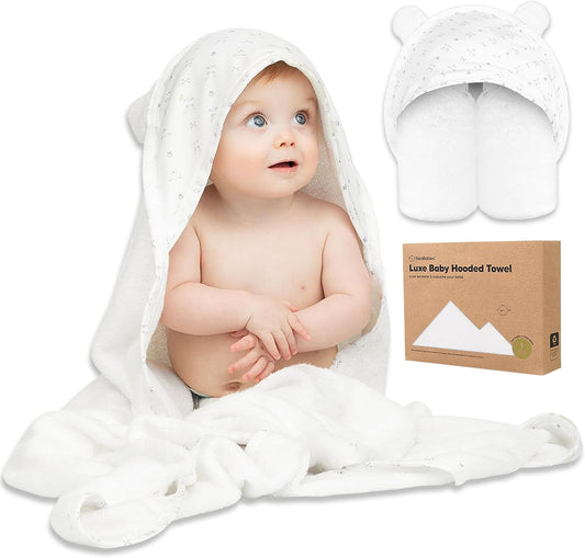 Organic Bamboo Baby Hooded Towels for Newborn, 
