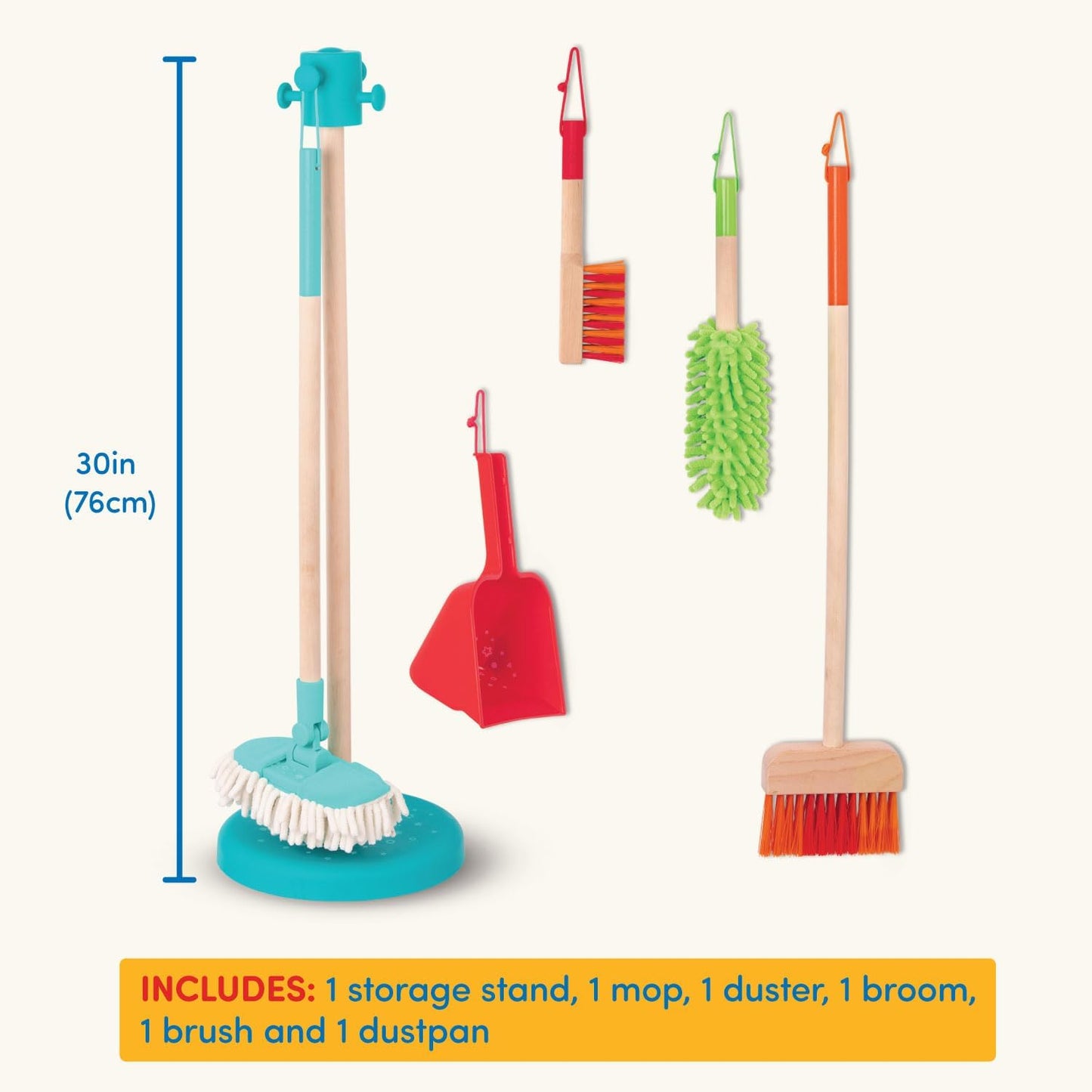 - Kids Cleaning Set – Cleaning Toys for Toddlers, Children – Pretend Play Kit- Broom, Mop, Brush, Dustpan, Duster- Sweep N' Clean- 2 Years +